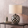 Larisa Black Polka Dot Ceramic Table Lamp Base with Rouen 35cm White Boucle Cylinder Shade