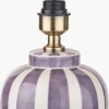 Priscilla Lilac Stripped Ceramic Table Lamp Base with Henry 30cm White Handloom Cylinder Lampshade