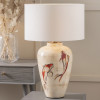 Emerayn Koi Natural Ceramic Table Lamp Base with Henry 40cm White Handloom Cylinder Lampshade