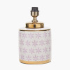 Thea Lillac and Gold Leaf Ceramic Table Lamp Base with Rene 35cm Blush Velvet Cylinder Lampshade