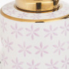 Thea Lillac and Gold Leaf Ceramic Table Lamp Base with Rene 35cm Blush Velvet Cylinder Shade