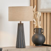 Draydon Black Wash Mango Wood Textured Cone Table Lamp