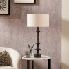 Emilio Matt Black Candlestick Table Lamp Base with Henry 35cm White Handloom Cylinder Lampshade