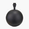 Benio Matt Black Metal Spherical Table Lamp Base with Henry 35cm White Handloom Cylinder Lampshade