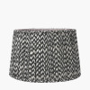 Benio Matt Black Metal Spherical Table Lamp Base with Vienna 35cm Black Chevron Mushroom Pleat Lampshade