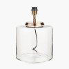 Josie Clear Glass and Antique Brass Metal Large Table Lamp Base with Harry 40cm Ivory Cotton Mix Cylinder Lampshade