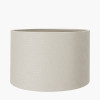 Corella Natural Mango Wood Curved Table Lamp Base with Lino 40cm Grey Self Lined Linen Drum Lampshade