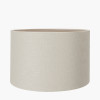 Corella Natural Mango Wood Curved Table Lamp Base with Lino 40cm Grey Self Lined Linen Drum Lampshade