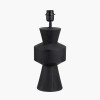 Koa Black Mango Wood Contemporary Table Lamp Base with Lino 35cm White Self Lined Linen Cylinder Lampshade