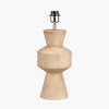 Koa Natural Mango Wood Contemporary Table Lamp Base with Lino 35cm Black Self Lined Linen Cylinder Lampshade