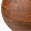 Kiah Brown Oiled Finish Mango Wood Round Table Lamp Base with Lino 40cm White Self Lined Linen Cylinder Lampshade