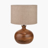 Kiah Brown Oiled Finish Mango Wood Round Table Lamp Base