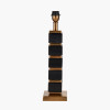 Maximo Matt Black and Antique Brass Cube Design Table Lamp Base with Harry 35cm Ivory Cotton Mix Cylinder Lampshade