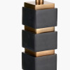 Maximo Matt Black and Antique Brass Cube Design Table Lamp Base with Harry 35cm Ivory Cotton Mix Cylinder Lampshade