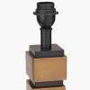 Maximo Antique Brass and Matt Black Cube Design Table Lamp Base with Harry 35cm Black Cotton Mix Cylinder Lampshade