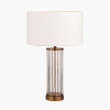 Ciara Clear Glass and Antique Brass Metal Table Lamp Base with Henry 35cm White Handloom Cylinder Lampshade