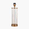 Ciara Clear Glass and Antique Brass Metal Table Lamp Base with Henry 35cm White Handloom Cylinder Lampshade