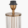 Ciara Clear Glass and Antique Brass Metal Table Lamp Base with Henry 35cm White Handloom Cylinder Lampshade