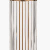 Ciara Clear Glass and Antique Brass Metal Table Lamp Base with Henry 35cm White Handloom Cylinder Lampshade