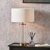 Ciara Clear Glass and Antique Brass Metal Table Lamp Base with Henry 35cm White Handloom Cylinder Lampshade