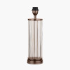 Ciara Clear Glass and Antique Bronze Metal Table Lamp Base with Henry 35cm White Handloom Cylinder Lampshade