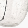 Elysia Bubble Glass and Silver Metal Curved Table Lamp Base with Edward 40cm Natural Linen Cylinder Lampshade