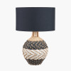 Rowan Natural Rattan Black and White Woven Table Lamp