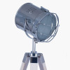 Capstan White Wash Wood and Silver Metal Tripod Table Lamp