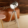 Capstan White Wash Wood and Silver Metal Tripod Table Lamp