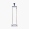 Langston Nickel Metal Column Table Lamp Base with Lino 40cm Grey Self Lined Linen Cylinder Lampshade