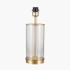 Westwood Clear Glass and Champagne Metal Table Lamp Base with Harry 35cm Black Cotton Mix Cylinder Lampshade