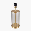 Westwood Clear Glass and Champagne Metal Table Lamp Base with Harry 35cm Black Cotton Mix Cylinder Lampshade