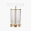 Westwood Clear Glass and Champagne Metal Table Lamp with Harry 35cm Ivory Poly Cotton Cylinder Drum Shade