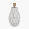 Gaudi White Stoneware Geometric Table Lamp Base with Harry 35cm Taupe Cotton Mix Cylinder Lampshade