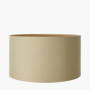 Gaudi White Stoneware Geometric Table Lamp Base with Harry 35cm Taupe Cotton Mix Cylinder Lampshade