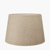 Gaudi White Stoneware Geometric Table Lamp Base with Milos 35cm Natural Linen Tapered Lampshade