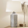 Bude Blue and White Stripe Stoneware Table Lamp Base with Winston 40cm White Handloom Tapered Lampshade