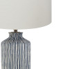 Bude Blue and White Stripe Stoneware Table Lamp with Henry 40cm White Handloom Cylinder Shade