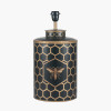 Black Honeycomb Hand Painted Metal Table Lamp Base with Harry 45cm Taupe Poly Cotton Cylinder Drum Lampshade