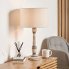 Captiva Grey Wash Mango Wood Table Lamp Base with Rouen 35cm White Boucle Cylinder Lampshade