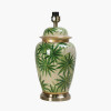 Curacao Palm Leaf Design Ceramic Urn Table Lamp Base with Milos 40cm Natural Linen Tapered Lampshade