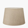 Curacao Palm Leaf Design Ceramic Urn Table Lamp Base with Milos 40cm Natural Linen Tapered Lampshade