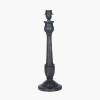 Captiva Antique Black Mango Wood Table Lamp Base with Edward 35cm Natural Linen Cylinder Lampshade