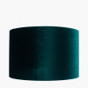 Langston Satin Brass Metal Column Table Lamp Base with Bow 40cm Forest Green Velvet Cylinder Lampshade