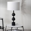 Asilah Matt Black Aluminium Tall Footed Table Lamp Base with Lino 40cm White Self Lined Linen Drum Lampshade