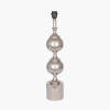 Asilah Silver Aluminium Tall Footed Table Lamp Base with Lino 40cm Grey Self Lined Linen Drum Lampshade