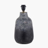 Vulcan Textured Volcanic Effect Grey Stoneware Table Lamp Base with Henry 35cm White Handloom Cylinder Lampshade