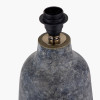 Vulcan Textured Volcanic Effect Grey Stoneware Table Lamp Base with Henry 35cm White Handloom Cylinder Lampshade