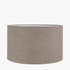 Vulcan Textured Volcanic Effect Grey Stoneware Table Lamp Base with Edward 35cm Natural Linen Cylinder Lampshade