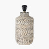 Atouk Textured Natural and Black Stoneware Table Lamp Base with Henry 35cm Taupe Handloom Cylinder Lampshade